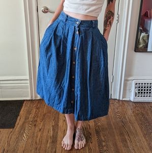Vintage Wranglers High Waisted Jean Midi Skirt WITH POCKETS